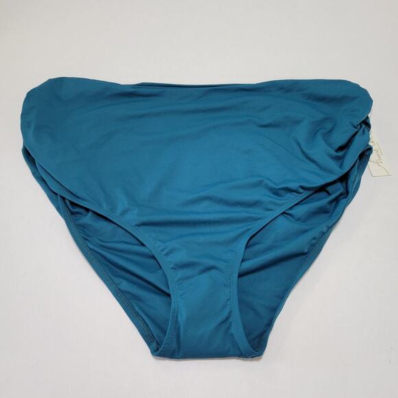 Anne Cole Plus Size High-Waist Shirred Bikini Bottoms Deep Sea Blue NWT US 24W - Picture 4 of 10